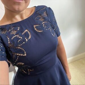 Molly Bracken Navy Lace Skater Dress